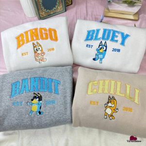 Cute Bluey Family Embroidered Sweatshirts Bluey Shirt Mothers Day Gift Gift For Dad 0 512x512 2.jpg