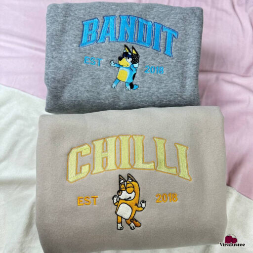 Cute Bluey Family Embroidered Sweatshirts Bluey Shirt Mothers Day Gift Gift For Dad 2 512x512 2.jpg